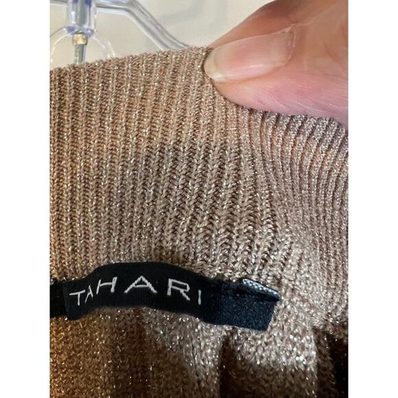 NWT Tahari Gold Metallic Pleated Midi Skirt Size S - Picture 4 of 9